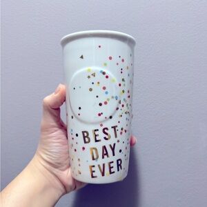 2/$30 ☕️ Starbucks “Best Day Ever” Collectible Ceramic Travel Mug with Black Lid